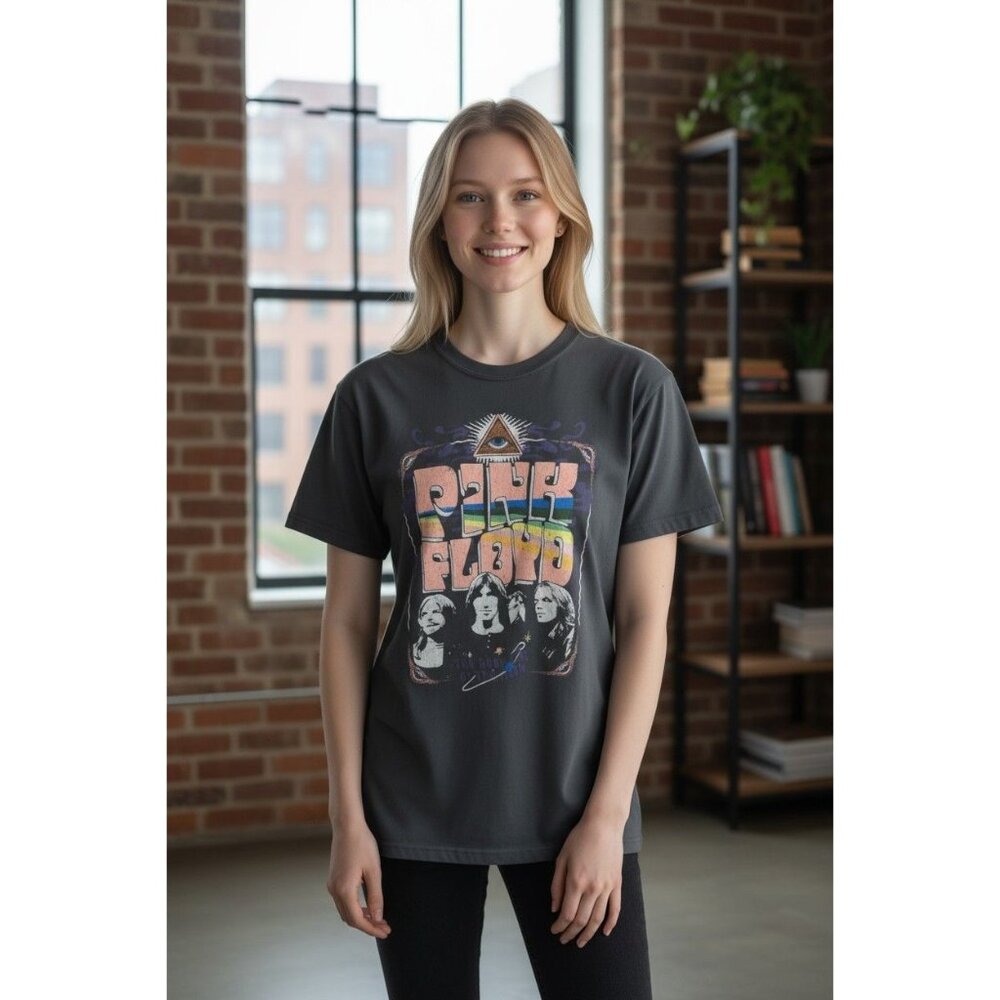 Pink Floyd Women's T-Shirt Small Black Throwback Dark Side Of The Moon 1987 Tee